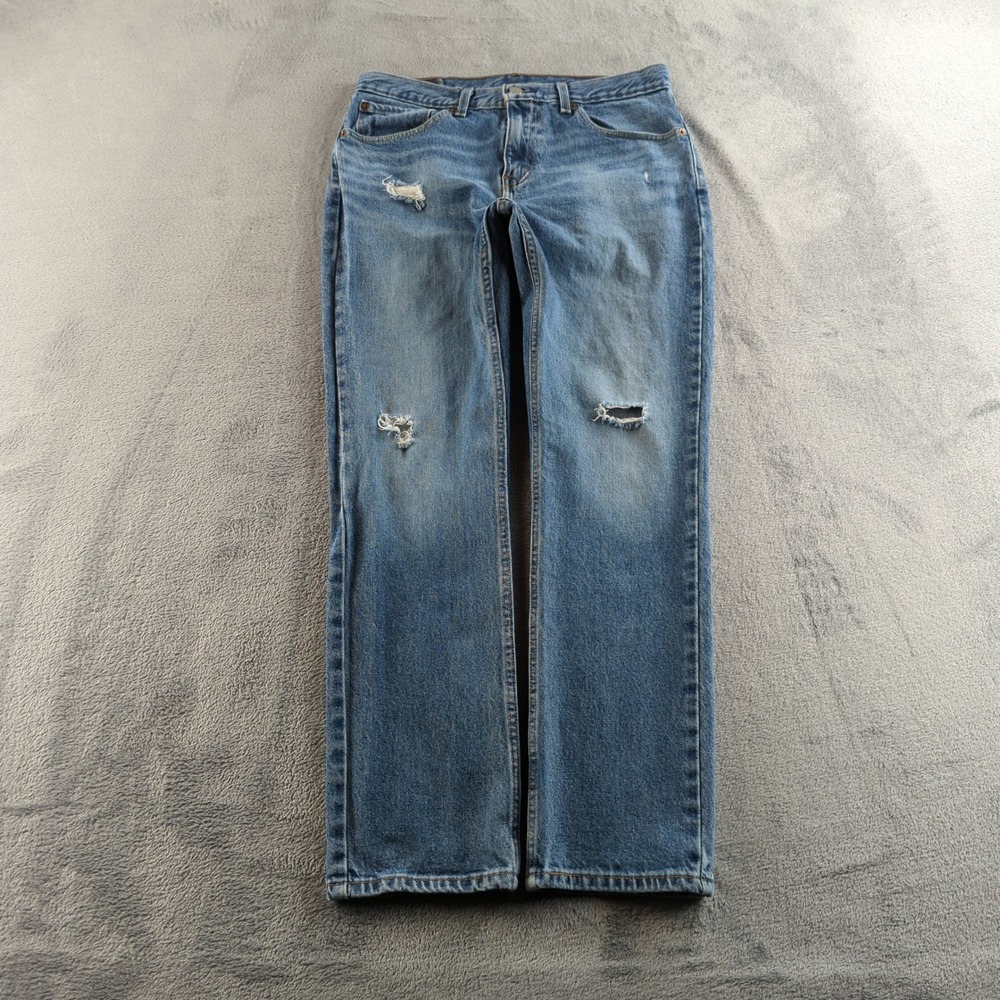 Levis 511 Jeans Mens 34x30 (Fits 32x30) Blue Light Wash Slim Straight Distressed